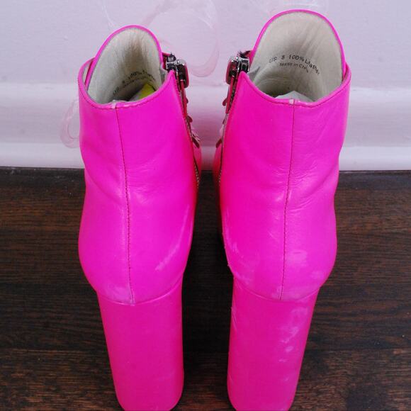 UNIF Hellbounds Hot Pink Pastel Goth Rave Retro Leather Platform Heel - Picture 8 of 9